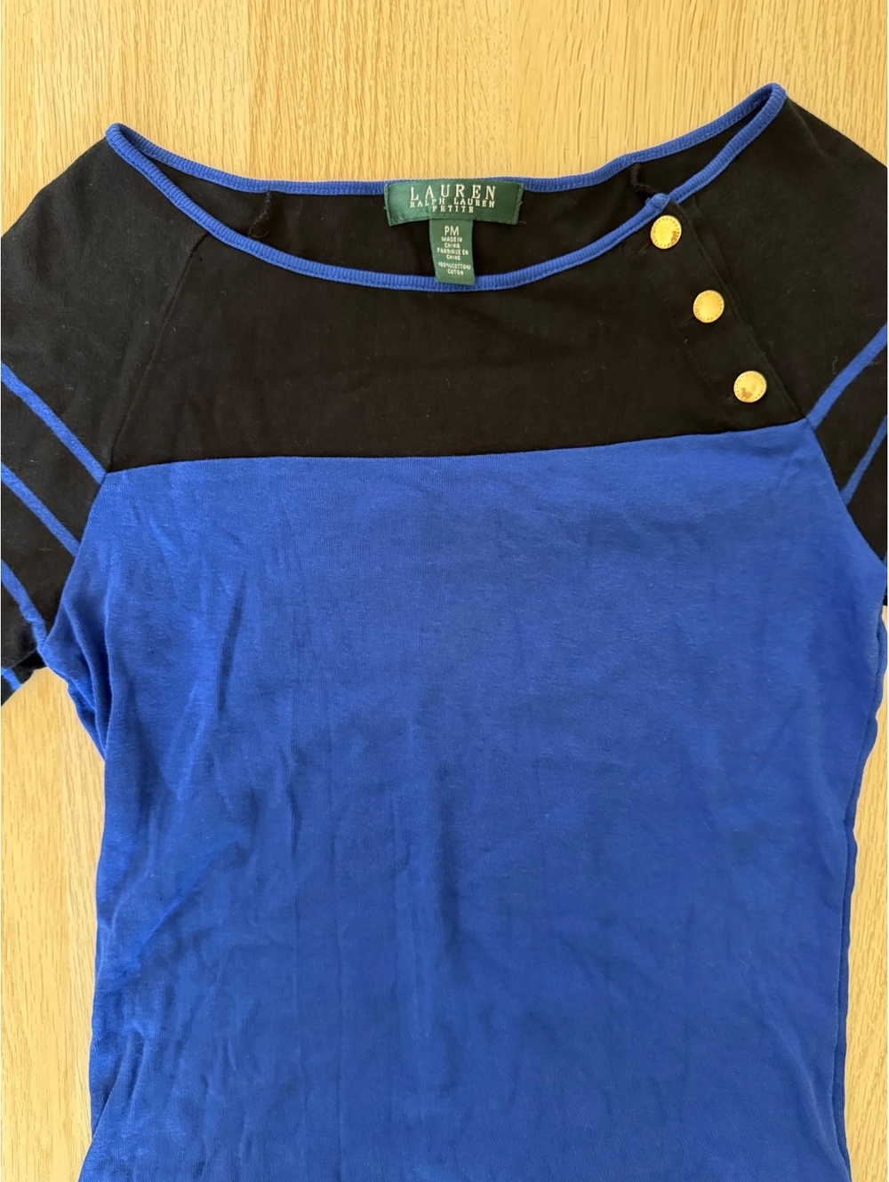 Ralph Lauren t shirt petite medium with gold accents